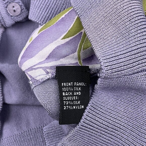 Josephine Chaus 3Pc Set Women Medium Purple Floral Jacket Cardigan Top Silk - Picture 14 of 16